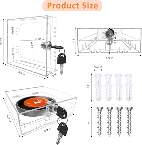 Young Dance Thermostat Lock Box with Key Thermostat Cover Universal Thermostat Lock Box Clear Small Thermostat Guard for Wall Thermostats for All Type Nest Thermostat 4.72''*4.53''*1.97'' or Smaller - Image 2