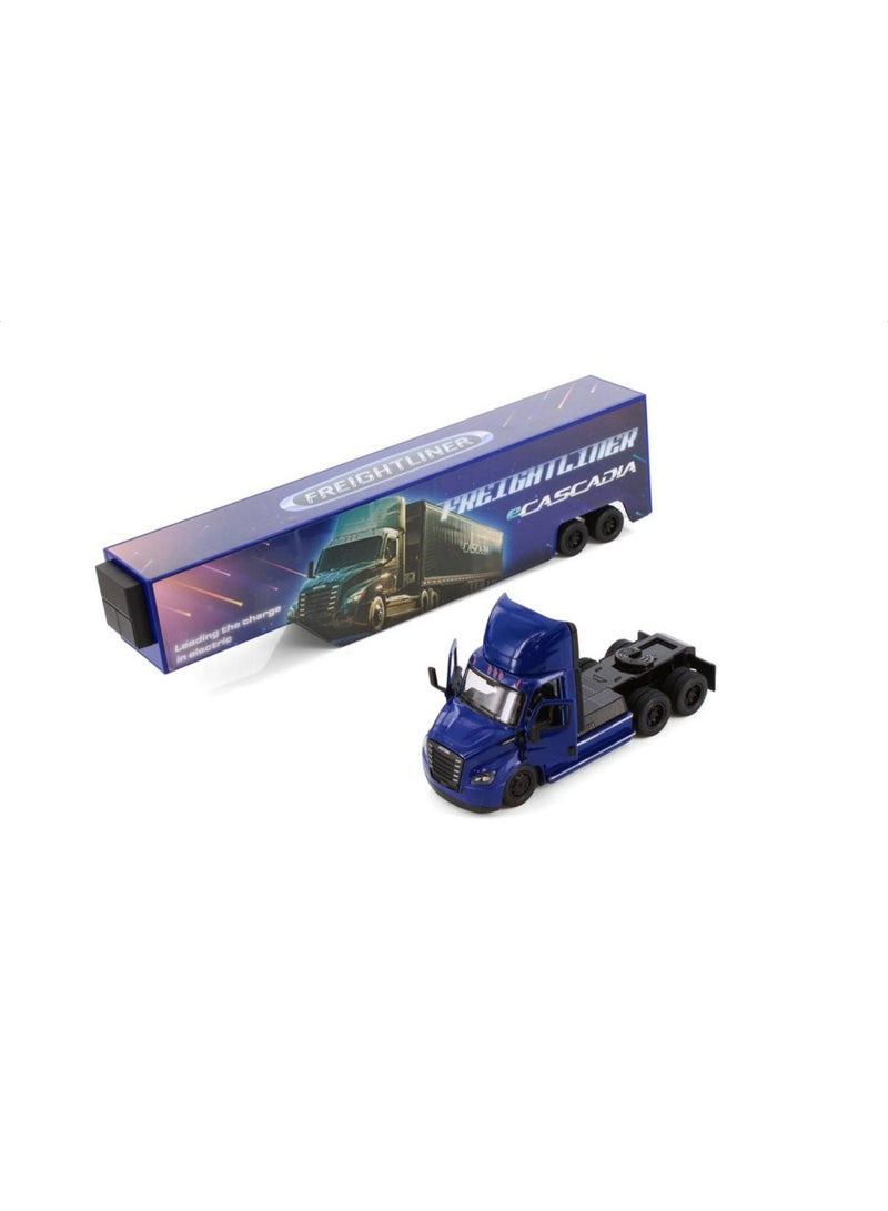 Kinsmart Freightliner eCascadia Die-Cast Truck with Container – 1:62 Scale Model Toy-Blue - Image 2
