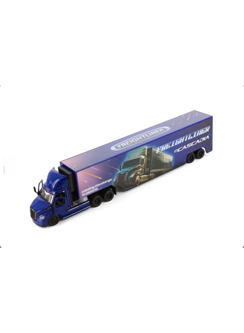 Kinsmart Freightliner eCascadia Die-Cast Truck with Container – 1:62 Scale Model Toy-Blue - Image 3