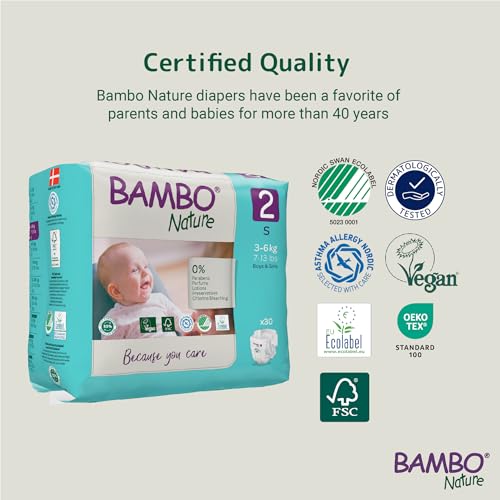 Bambo Nature Premium Baby Tape Diapers for Baby Small Size (3-6 Kgs) - Super Absorbent, Breathable, Extra Soft, Dermatologically Tested, Hypoallergenic Infant Nappies With Wetness Indicator, 180 Count (30 Count, Pack of 6) - Image 4