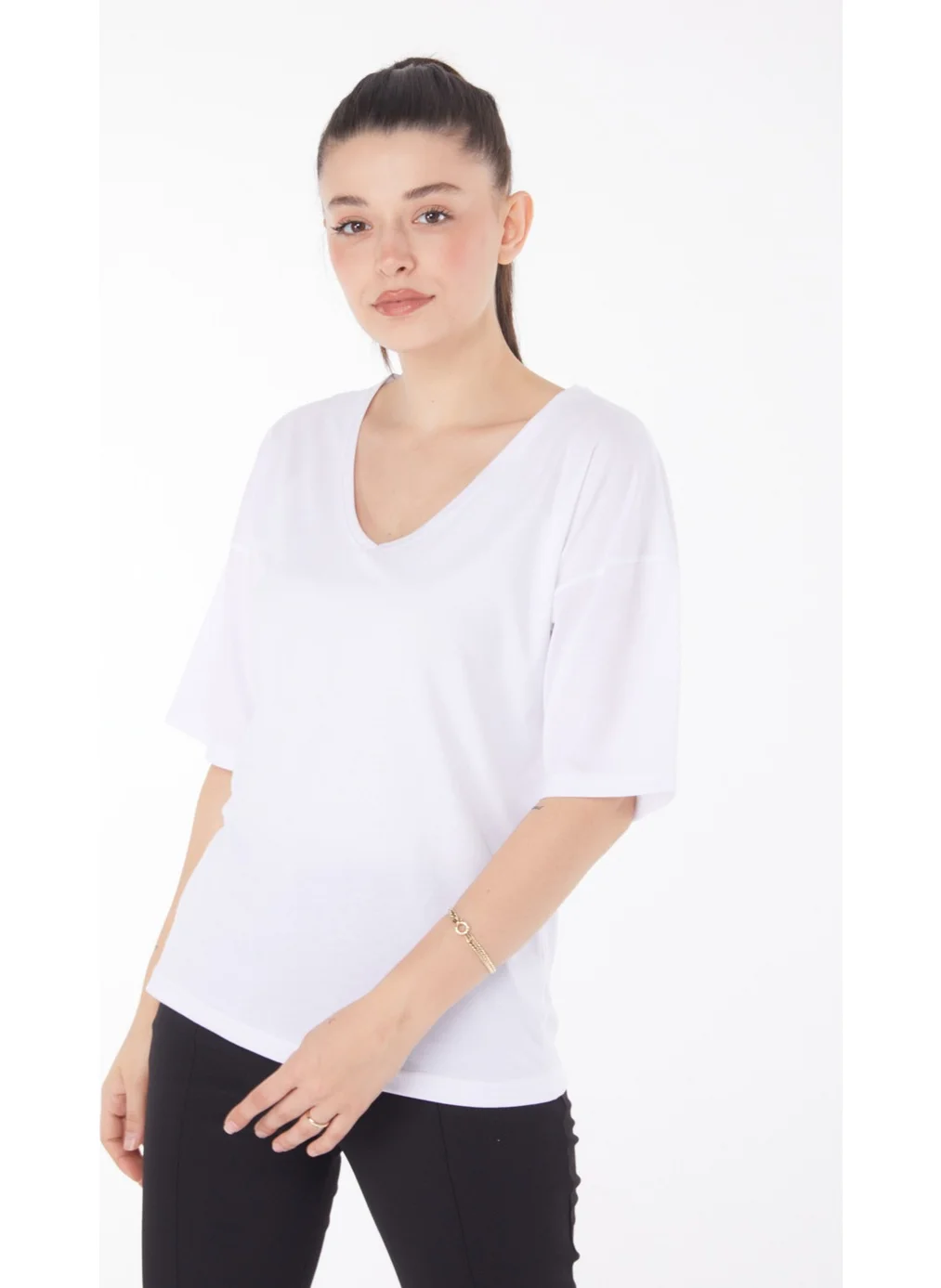 Tofisa Plain Mid Women's White T-Shirt - 25848