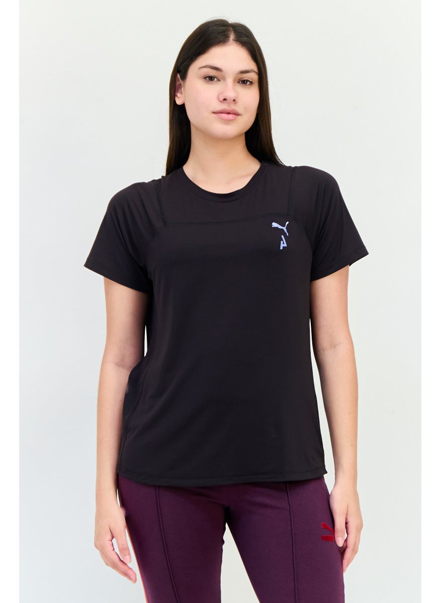 PUMA Women Sportswear Fit Short Sleeves Training T-Shirt, Black  - Image 1
