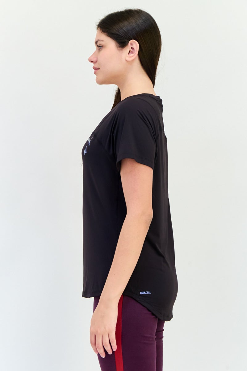 PUMA تي شيرت تدريب قصير الأكمام للنساء، أسود - Image 4