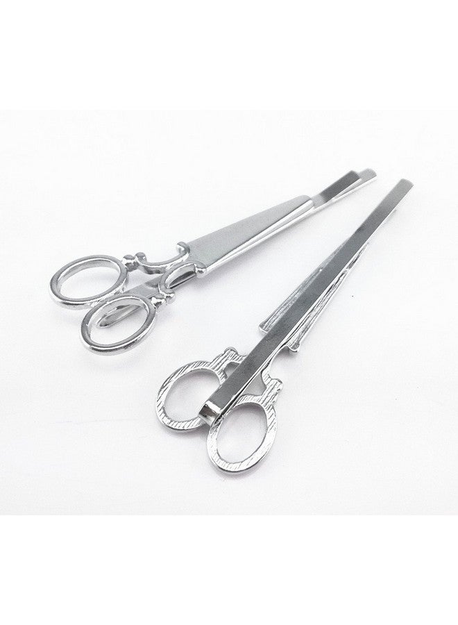 Yueton 4Pcs Gold And Silver Scissors Shape Barrettes Bobby Pin Hair Clips Bride Headwear Edge Clip Clamps - Image 3