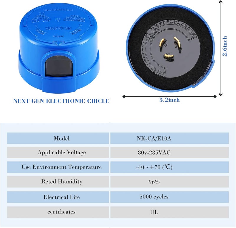 Macarrie 6 Pcs Twist Lock Photocell Sensor Auto on off Photocell Switch Dusk to Dawn Light Control Light Sensor for Outdoor Lights 120V to 277V Blue - Image 2