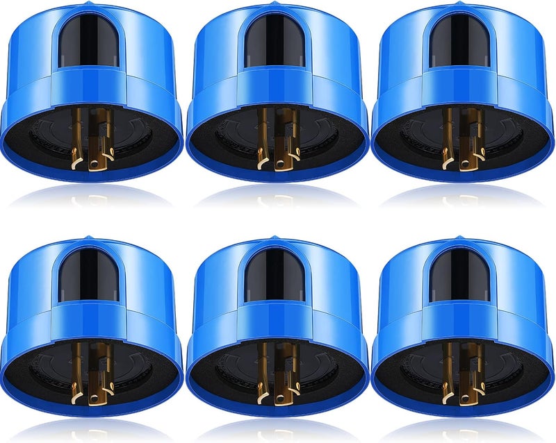 Macarrie 6 Pcs Twist Lock Photocell Sensor Auto on off Photocell Switch Dusk to Dawn Light Control Light Sensor for Outdoor Lights 120V to 277V Blue - Image 1