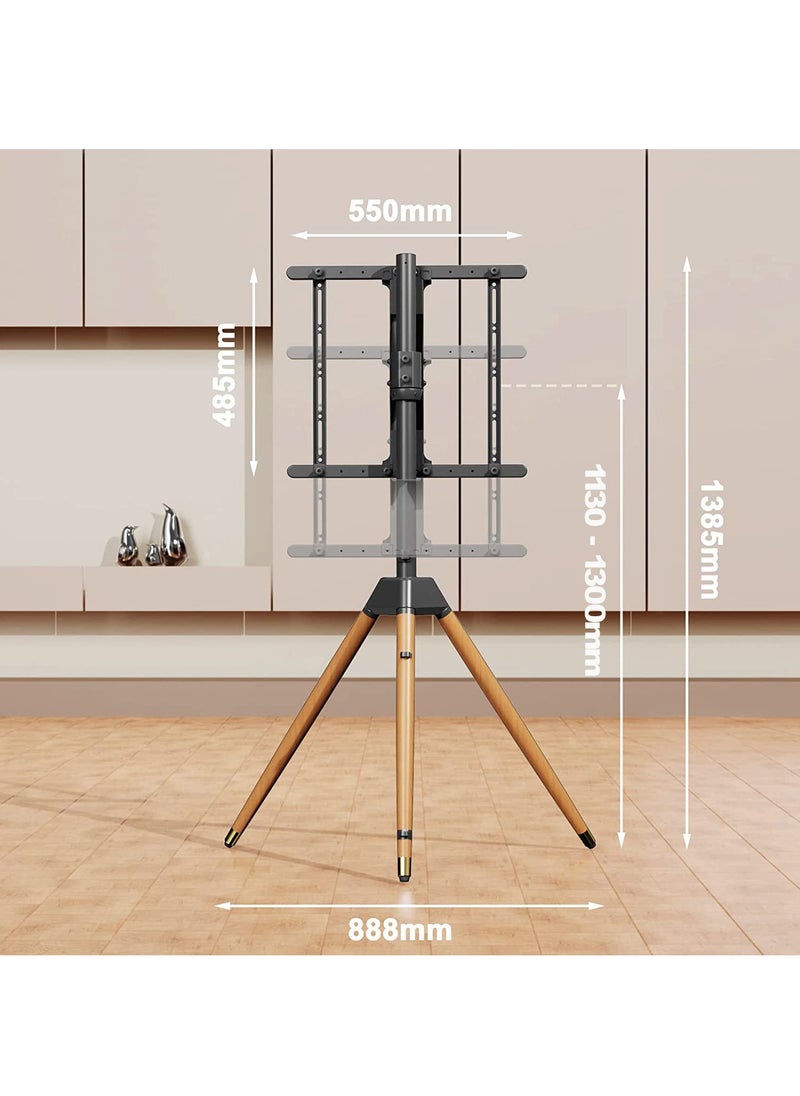 حامل تلفزيون أرضي بارتفاع قابل للتعديل لشاشات 32-65 بوصة، حامل تلفزيون زاوية مع أرجل خشبية لغرفة النوم وغرفة المعيشة والاستوديو - pzsku/Z2129E38C79141CB5336CZ/45/_/1716359585/9652ab85-5c9e-4cde-b37b-36de8a0e431d