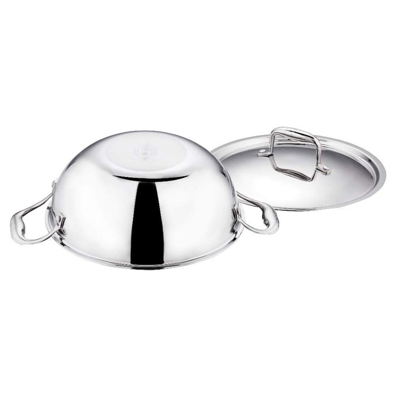 Vinod Stainless Steel Triply Kadhai with Lid, 3.2 Litres, Metallic - Image 4