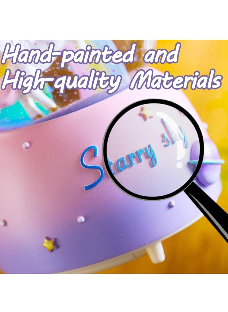 KASTWAVE Unicorn Snow Globes for Girls, 100MM Pink Glitter Glass Snow Globes for Adults Kids Birthday Gift, Rotating Unicorn Music Box with Music for Home Decoration Girls, Babies Birthday (Pink) - Image 5