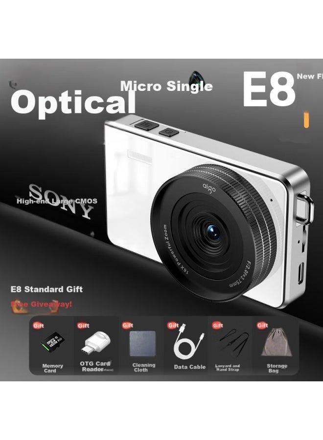 Aigo Patriot E8 Student Digital Camera With Touch Screen, Metal Body, Campus Hd Travel Ccd, Front And Rear Dual Cameras, Selfie Function, 64gb White - Image 1