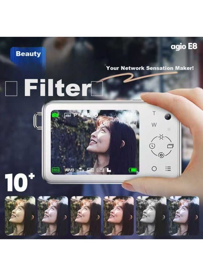 Aigo Patriot E8 Student Digital Camera With Touch Screen, Metal Body, Campus Hd Travel Ccd, Front And Rear Dual Cameras, Selfie Function, 64gb White - Image 3