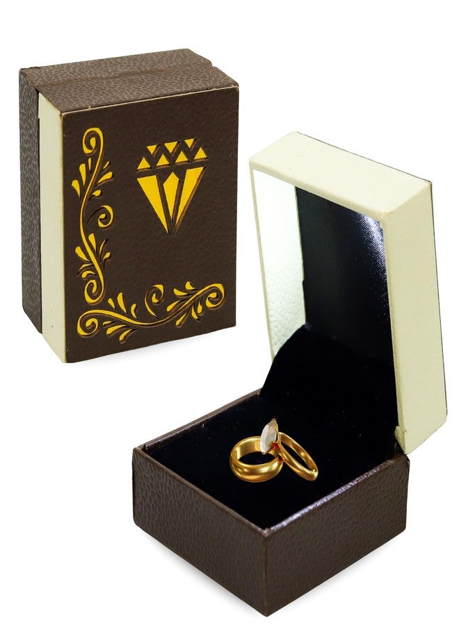 FEBTECH Jewellery Gift Box with LED Light | Ring Storage and Presentation Case for Proposals, Engagements, Weddings & Anniversaries | Durable Ring Holder with Soft Interior – Brown & Cream Design - Image 1