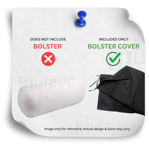 AURAVE Cotton 210 TC Cylinder Long Bolster Cover with Drawstring Closure Soft Breathable Durable Machine Washable Bolster Cover Use for Sofa Bed and Home Décor Khaki, Set of 2, 15 inch x 30 inch - Image 2