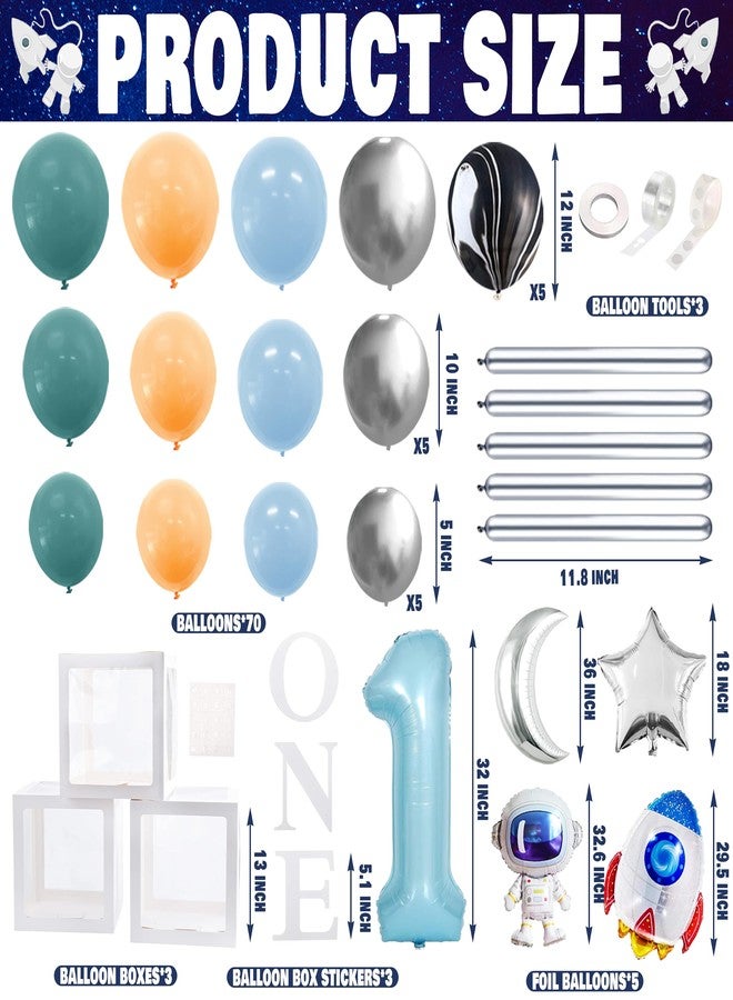 BORAMDO First Trip Around The Sun Birthday Party Decorations for boy 1st Birthday Supplies First Trip Around The Sun Backdrop Balloons Garland Monthly Photo Banner Space Theme Party Decor - Image 3
