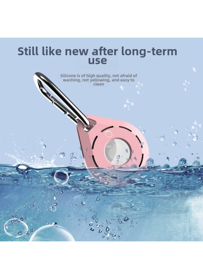 Generic - Drop Apple Airtag Protective Case Airtags Silicone Protective Case Apple Tracker Protective Case-Colour:Pink-Applicable Model:With Round Spring Buckle - Image 1