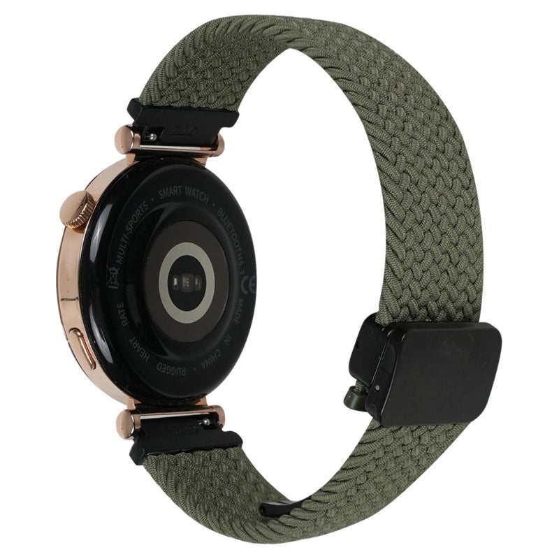S-TOP For Garmin Forerunner 265S 18mm Magnetic Buckle Braided Watch Band(Olive Green) - Image 2