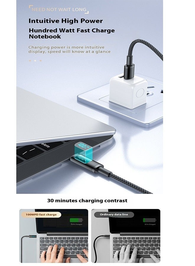 نيو هامبشاير كابل USB-C to USB-C بقوة 100 واط | شاحن سريع 5A | شاشة عرض رقمية | تصميم نسيجي متين - Image 5