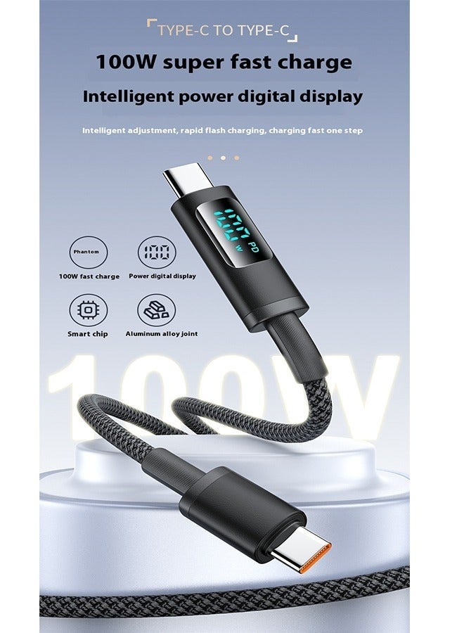 نيو هامبشاير كابل USB-C to USB-C بقوة 100 واط | شاحن سريع 5A | شاشة عرض رقمية | تصميم نسيجي متين - Image 4