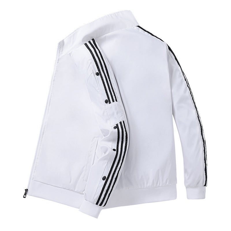 Autumn men's stand collar thin coat men's casual sports jacket youth large size loose solid color new top - Image 4