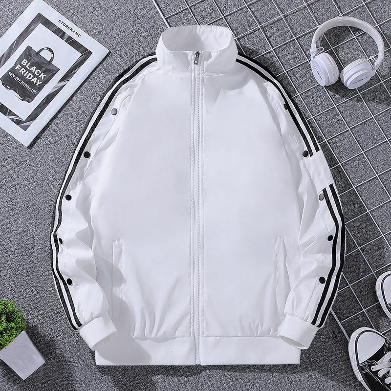 Autumn men's stand collar thin coat men's casual sports jacket youth large size loose solid color new top - Image 3