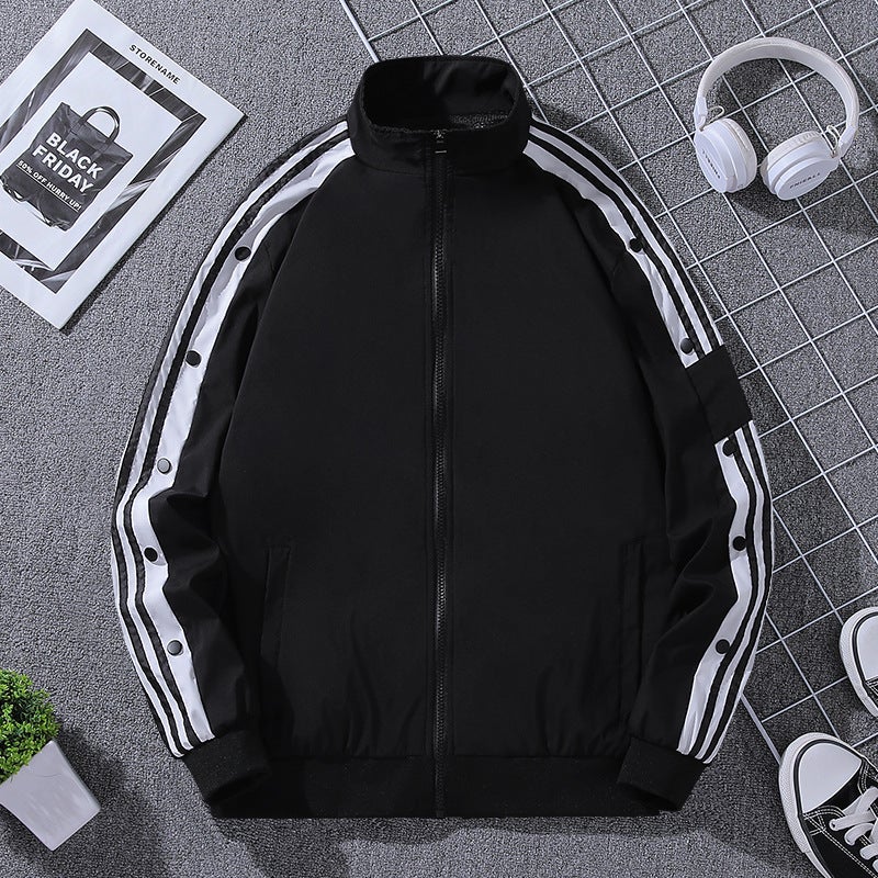 Autumn men's stand collar thin coat men's casual sports jacket youth large size loose solid color new top - Image 2