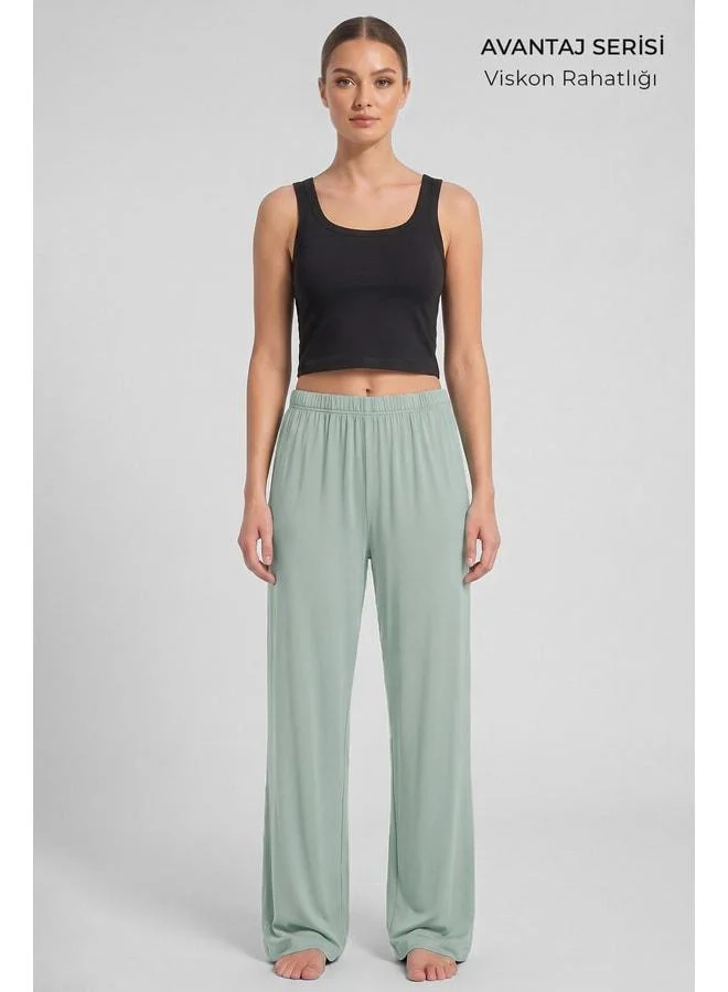 Aytuğ Egyptian Women's Viscose Straight Cut Bottom Pajama – Light Green.