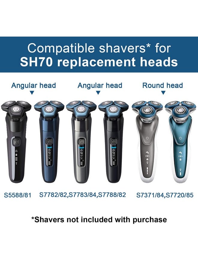 tuokiy - Sh70 Replacement Heads For Philips Norelco Series 7000 With S7788 S7000 Shaver Retaining Rings 3Pc Pack. - Image 1