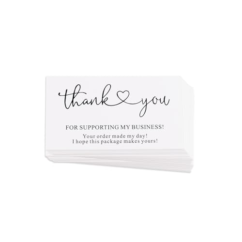 Vagocom 200Pcs Thank You for Supporting My Business Cards,2 x 3.5 Inches / 9 x 5 cm Small Bulk Customer Appreciation Card for Small Business Packaging Supplies(White) - Image 1
