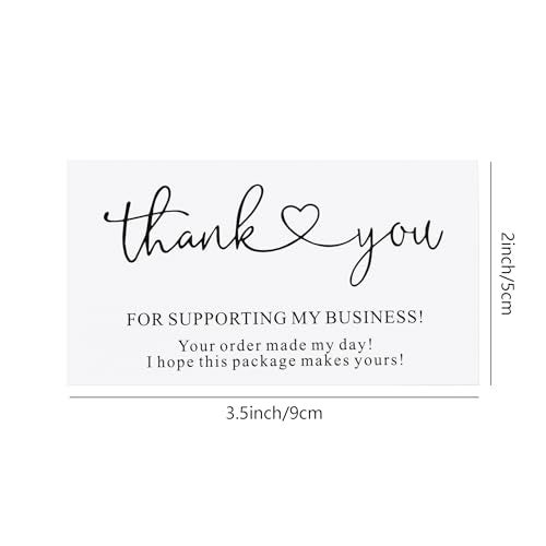 Vagocom 200Pcs Thank You for Supporting My Business Cards,2 x 3.5 Inches / 9 x 5 cm Small Bulk Customer Appreciation Card for Small Business Packaging Supplies(White) - Image 2