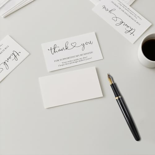 Vagocom 200Pcs Thank You for Supporting My Business Cards,2 x 3.5 Inches / 9 x 5 cm Small Bulk Customer Appreciation Card for Small Business Packaging Supplies(White) - Image 3