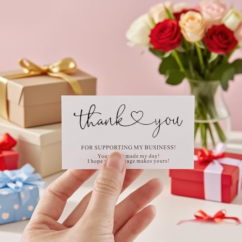 Vagocom 200Pcs Thank You for Supporting My Business Cards,2 x 3.5 Inches / 9 x 5 cm Small Bulk Customer Appreciation Card for Small Business Packaging Supplies(White) - Image 4