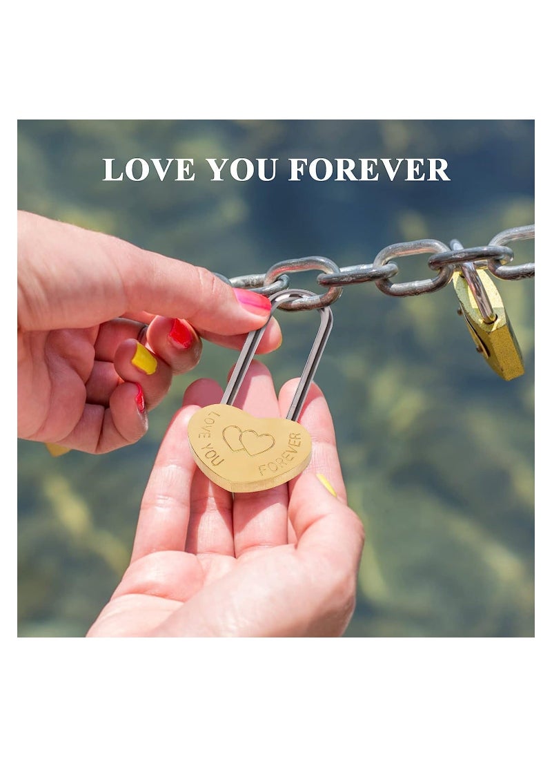 Y&D Love Lock Without Key, Solid Brass Heart Lock, Engraved You Forever Padlocks for Wedding, Anniversary, Valentine's Day, Travel, 2Pcs  - Image 2