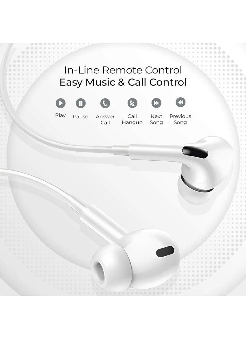 Generic - Wired Earbuds Headphones with Lightning Plug u0026 Microphone, Built-in Volume Control, High Bass Stereo Wired Earphones for iPhone, iPad, u0026 Compatible with Other Lightning Port Devices, White - Image 1
