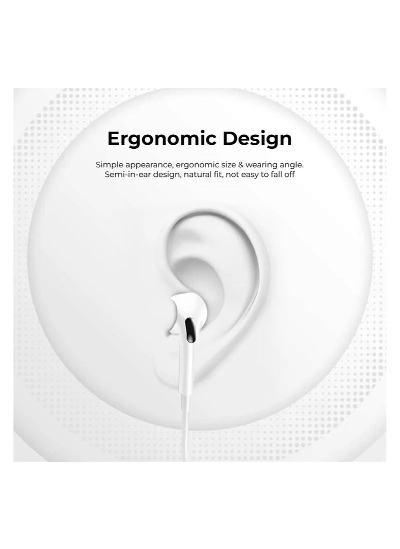 Generic - Wired Earbuds Headphones with Lightning Plug u0026 Microphone, Built-in Volume Control, High Bass Stereo Wired Earphones for iPhone, iPad, u0026 Compatible with Other Lightning Port Devices, White - Image 1