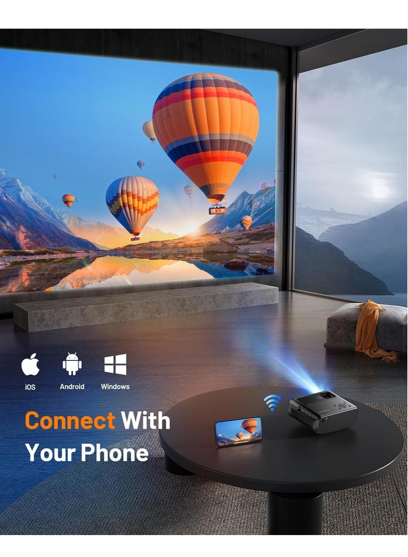 Mini WiFi Projector FHD 1080P, 13000 Lux Portable Projector Compatible with iOS/Android/Tablet/PC/TV Stick/USB (Includes Bag and Tripod)  - Image 4