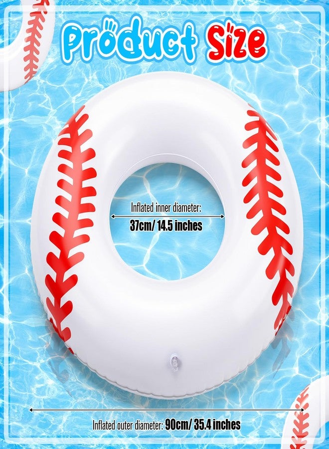 ShinyRelief عوامات حمام سباحة رياضية قابلة للنفخ من ShinyRelief، قطعتان، 35 بوصة، مقاس كبير للبالغين، حلقات أنبوبية لحمامات السباحة، على طراز كرة القدم والبيسبول وكرة السلة، للسباحة والرياضات الشاطئية والحفلات الصيفية والبحيرات والأنهار (بيسبول). - Image 2
