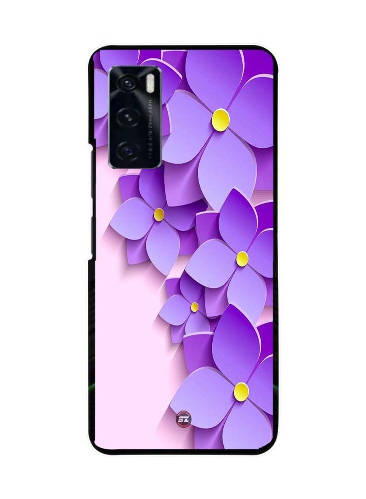 غطاء موبايل مطبوع واقي بتصميم زهرة بنفسجية جميلة لهاتف vivo V20 SE