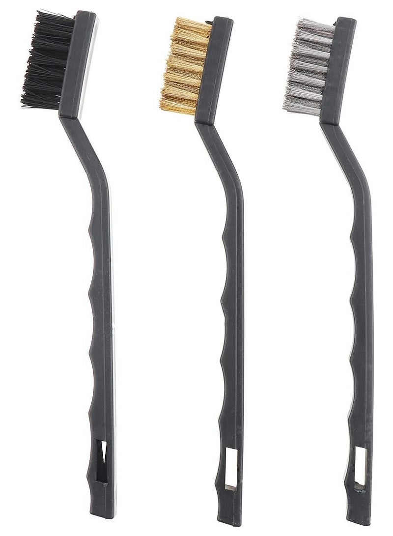 طقم 3 فرش سلك للتنظيف (نحاس – ستانلس ستيل – نايلون) لإزالة الصدأ والأوساخ والشحوم من المعادن والخشب والبلاستيك - Image 1