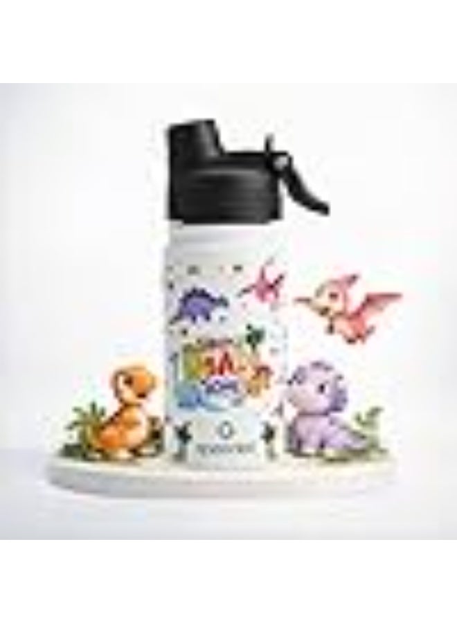 Speedex Dino Land 500 Kids Vacuum Insulated Stainless Steel Water Bottle 450 ML | Double Wall Hot & Cold Sipper (Straw + Direct Sip) | Leakproof BPA Free School Water Bottle for Boys & Girls - Image 1