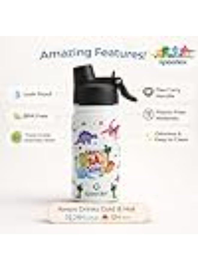 Speedex Dino Land 500 Kids Vacuum Insulated Stainless Steel Water Bottle 450 ML | Double Wall Hot & Cold Sipper (Straw + Direct Sip) | Leakproof BPA Free School Water Bottle for Boys & Girls - Image 3