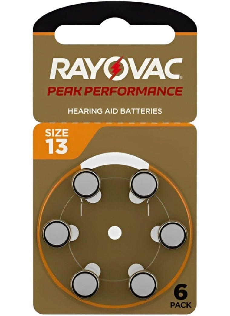 Rayovac 6 Pcs Peak Performance Size 13 Hearing Aid Batteries  - Image 1