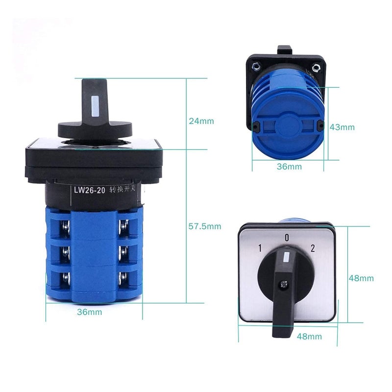63A 4 Position 12 Terminals 690V Rotary Cam Changeover Selector Switch 32A - Image 3