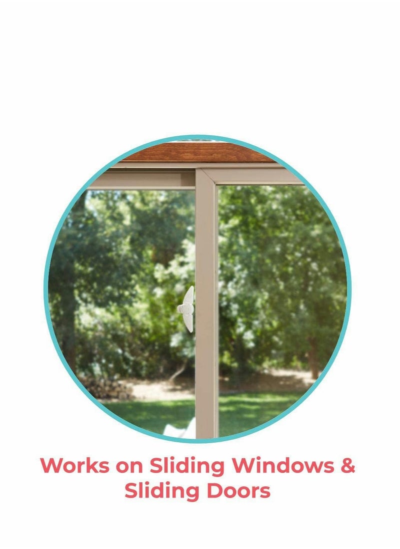 Excefore - Sliding Door Window Lock Safely Secure Sliding Window and Doors No Tools Required Works on Glass or Wood Baby Safety Locks Easy Installation for Cabinets and Drawers More (2Pack, White) - Image 1