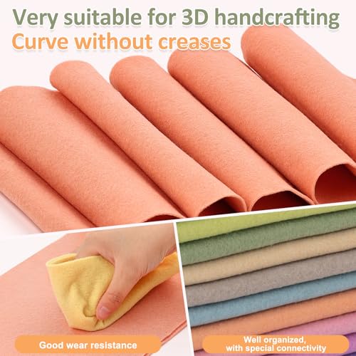 XSEINO 12 Rolls 8"x35" 1.4mm Thick Soft Felt Fabric Sheet 12 Assorted Morandi Series Colors Felt Pack for DIY Craft Sewing Squares Nonwoven Patchwork - Image 5