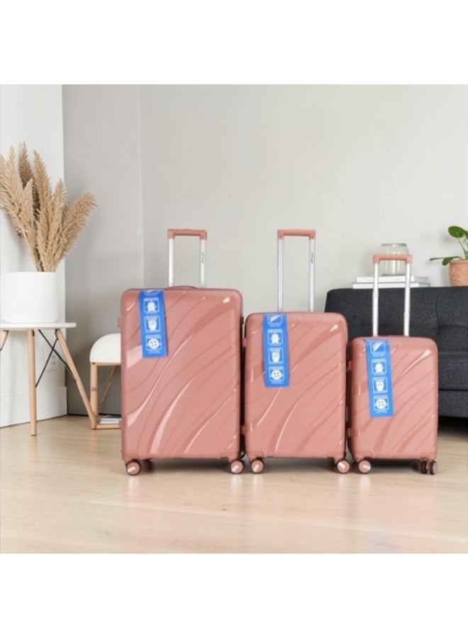 3 Piece Pink Hardshell Luggage Set, Lightweight Travel Suitcase Collection with 360 Silent Wheels & Lock - Image 2