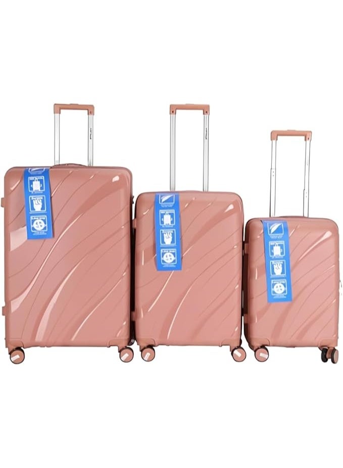 3 Piece Pink Hardshell Luggage Set, Lightweight Travel Suitcase Collection with 360 Silent Wheels & Lock - Image 1