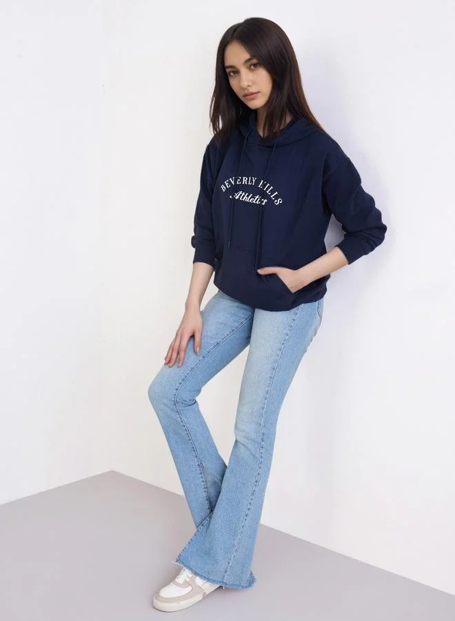 Styli Styli Navy Blue Beverly Hills Athletics Hoodie