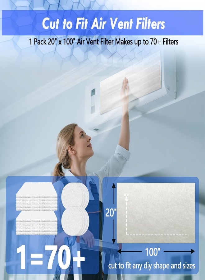 WAWINY Air Vent Filter Kit - 20" x 100" Cut to Fit Air Filters Materials MERV 8 Electrostatic Filter Media Furnace Filters for Home Floor, Ceiling, Grilles, Air Vent, Air Conditioner, AC, HVAC - Image 4