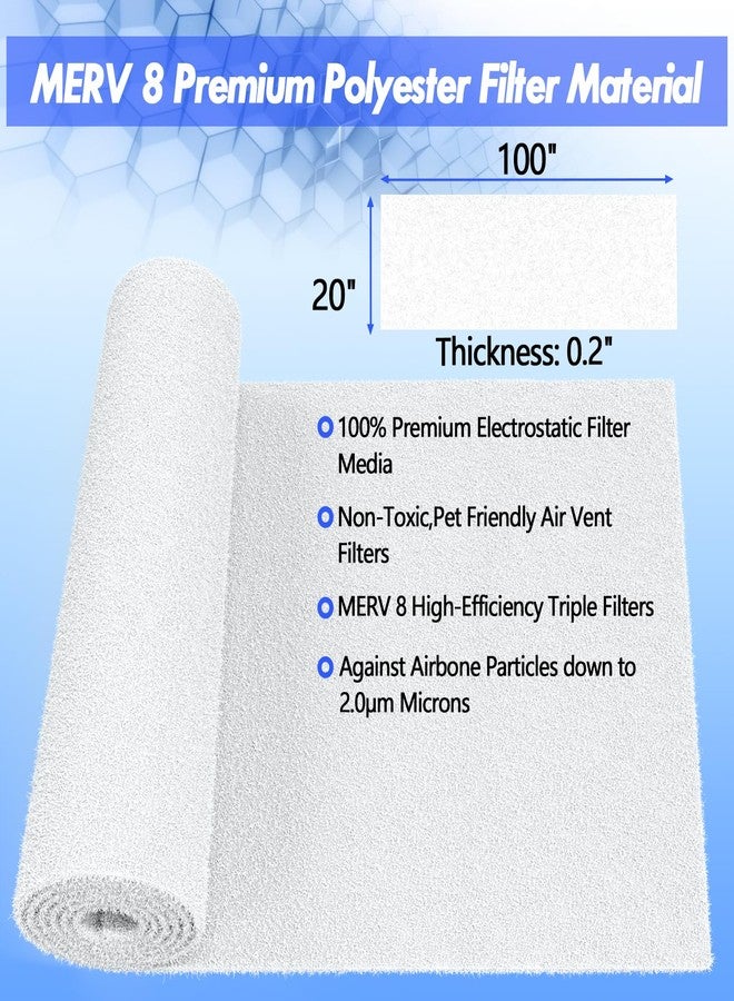 WAWINY Air Vent Filter Kit - 20" x 100" Cut to Fit Air Filters Materials MERV 8 Electrostatic Filter Media Furnace Filters for Home Floor, Ceiling, Grilles, Air Vent, Air Conditioner, AC, HVAC - Image 3