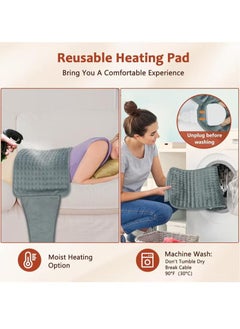 XiuWoo Newest Heating Pad for Back Pain and Cramps Relief, Large Menstrual Heating Pad for Period, Upgraded 4 Timer Auto Off & 6 Heat Level Electric Heat Pad with Belt, Dry & Moist Therapy  - Image 4